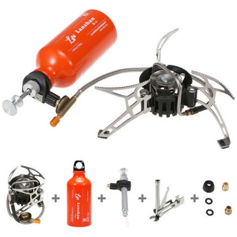 Réchaud à mazout multi-combustible de camping en plein air avec bouteille de carburant à essence de 500 ml pour alcool diesel