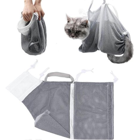 Sac de bain pour chat, sac de toilettage multifonctionnel et ajustable, sac de bain anti-morsure et anti-griffures, sac de douche pour chat, sac de contention pour le lavage du chat. Convient égalemen (1/5)