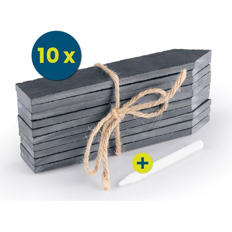Lot de 10 plaques d'ardoise robustes pour jardin, parterre d'herbes et plate-bandes surélevées, résistantes aux intempéries, durables et idéales pour serre, 15 x 2,5 cm, noires