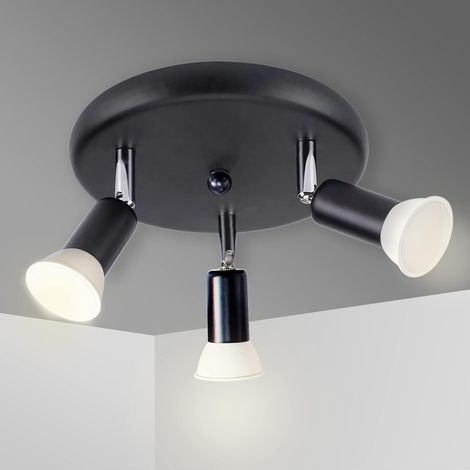 Plafonnier 3 Spot, Fourni avec 3 ampoules GU10 5W 430LM Blanc Chaud 3000K, GU10 Plafonnier Spot Orientable Idéal pour Chambre, Cuisine, Salon de Plafonnier Spot LED (1/5)