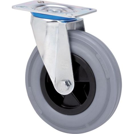 rueda giratora placa 10zv160-psr poliamix-goma gris eje rodillos (1/2)