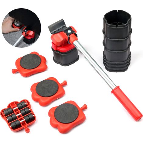 Juego de herramientas para mover muebles - Kit de elevación de muebles sin esfuerzo - Deslizadores de 360° de alta resistencia - Kit de herramientas para mover refrigeradores y sofás (1/5)