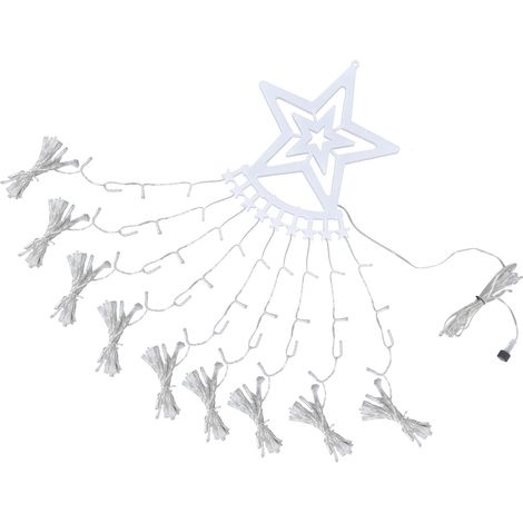 Fünfzackige sternförmige LED-Lichterkette, mehrfarbige, kaskadenartige Lichterkette, Weihnachtsbaumschmuck für den Außenbereich, solarbetrieben mit Fernbedienung und eingebauter Batterie, Fernbedienun (1/5)