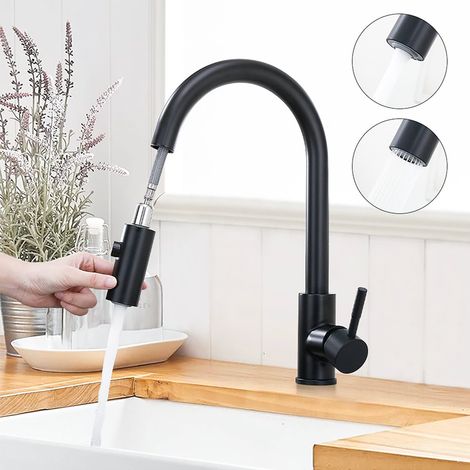 Miscelatore Cucina con Doccetta Estraibile Rubinetto da cucina Girevole a 360° Doccetta a 3 funzioni Rubinetto in Ottone Spazzolato