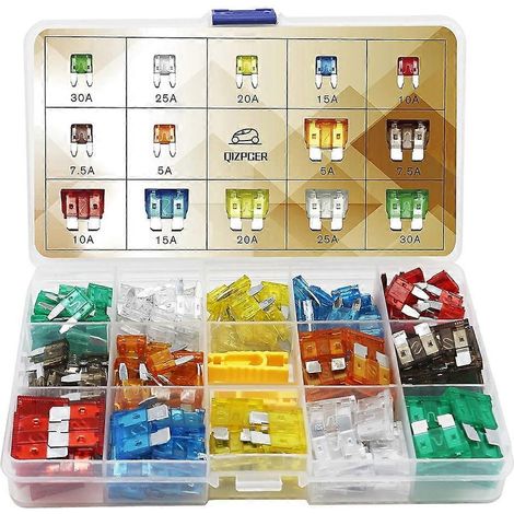 Kit de 140 fusibles automobiles - Combinaison de fusibles automobiles à lames, comprenant des fusibles automobiles standard et mini, compatibles avec les fusibles marins, de camping-cars, de fourgons (1/5)