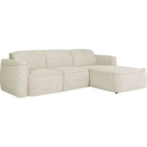 Vente-Unique – Canapé d'angle droit 4 places en tissu chiné beige – Confort équilibré – Fabrication européenne – Dimensions 260x180x80 cm (1/4)
