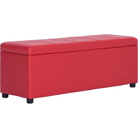 Banc Coffre de rangement avec compartiment - Banquette Pouf 116 cm Rouge Similicuir BV462333 - BonneVie (1/5)
