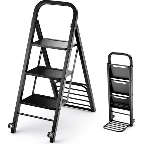 2-In-1 Hand Truck &Ladder Foldable 3-Step Ladder Heavy-duty Utility Cart (1/5)