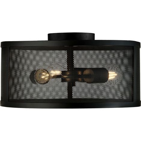 Vintage Decken Lampe Wohn Ess Zimmer Käfig Design Leuchte schwarz (1/5)