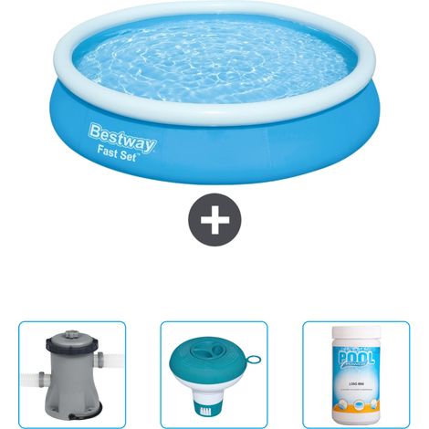 Piscine Gonflable Ronde Fast Set Bestway - 366 x 76 cm - Bleue - Incluse Accessoire CB41 (1/4)