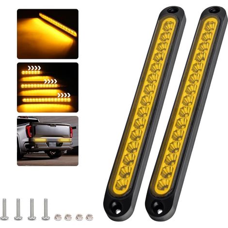 barre de feux de freinage 15 Led, 12-24V barre d'éclairage arrière étanche pour feux de jour dynamiques pour voiture, suv, rv, camion, remorque (rose) (1/5)