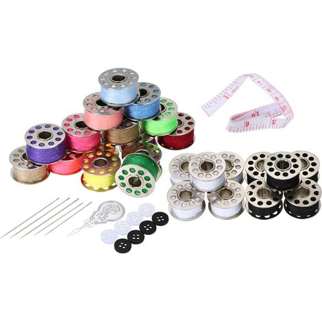 Kit de 15 bobines de couleurs assorties + 5 bobines blanches + 5 bobines noires, accessoires de couture avec étui de rangement pour machines à coudre Brother, Janome, Kenmore et Singer. (1/3)