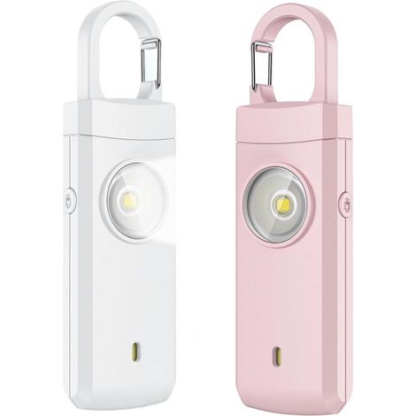 Alarme personnelle - Lot de 2 - Son puissant de 130 dB et flash lumineux - Alarme de sécurité personnelle - Porte-clés d'autodéfense - Protection personnelle - Signal d'urgence - Alarme pour seniors - (1/5)