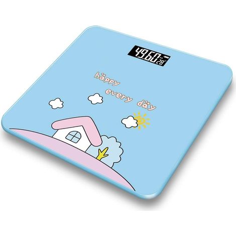 Pèse-Personne Électronique, Capteur De Haute Précision, Pèse-Personne Rechargeable par USB, Grand Écran De Vision Nocturne, Modèle De Maison De Dessin Animé