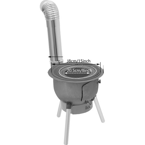 Poêle à bois, construction en acier durable, compatibilité avec des casseroles de différentes tailles, Gris (1/2)