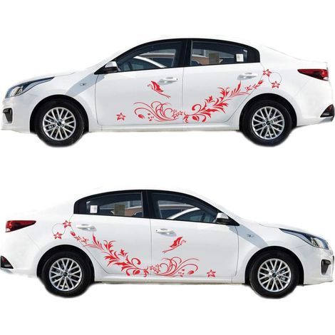 CCYKXA  Autoaufkleber, Rattanblumenmuster, für die Seite der Karosserie und die Motorhaube (rot)