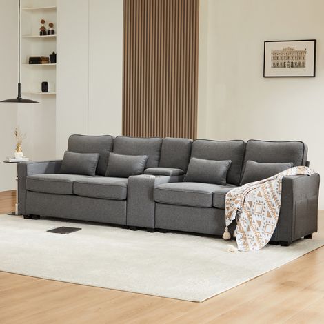 Sofa 4-Sitzer mit USB, Getränkehaltern und Stauraum OKMYHOME (1/5)