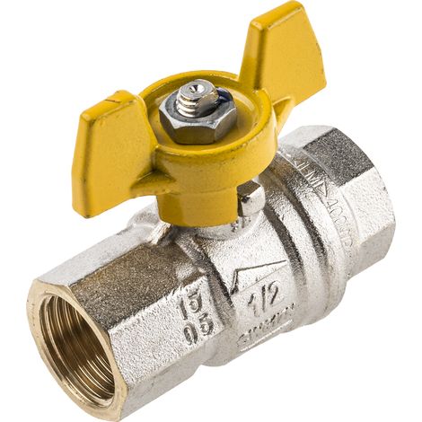 Robinet à boisseau sphérique haute pression en Laiton BSPP 1/2" Poignée Jaune 2 voies ( Prix pour 1 ) (1/3)