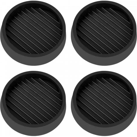 Lot de 4 patins ronds antidérapants en caoutchouc pour meubles, protections de sol pour lits, canapés, tables et chaises, 5 cm, noir (1/5)