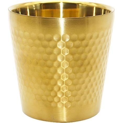 2-Piece Thick Gold Coffee Mugs, Unbreakable Camping Mugs, Brushed Metal Drinking Cups, Thick 10oz Coffee Mugs, 300ml Stainless Steel Mugs for Coffee and Tea - Heat Resistant (1/5)