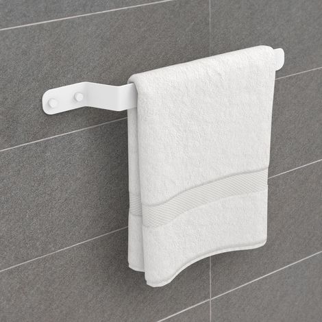 Toallero de baño fabricado en acero y acabado blanco mate Peso máx.: 1,5kg Medidas 44x4x5cm Incluye tornillos y tacos para su fijación a la pared - (1/4)