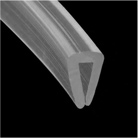 Bande d'étanchéité en caoutchouc pour profilé en U, 2 m (6,56 pi), profilé en silicone transparent pour bordure de 2 à 3 mm. (1/5)