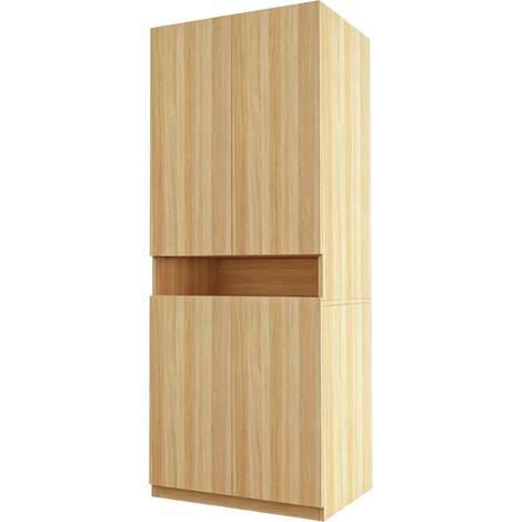 Armadio guardaroba a 2 ante con vano LED e appendiabiti 70 x 55 x 180 cm effetto legno HOMVRA (1/5)