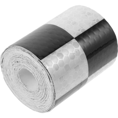 2 pièces Autocollant Réfléchissant Voiture 5 Cm X 3 M Bande Adhésive Noire et Blanche PVC Solide Sécurité Routière Visibilité Nuit pour (1/4)