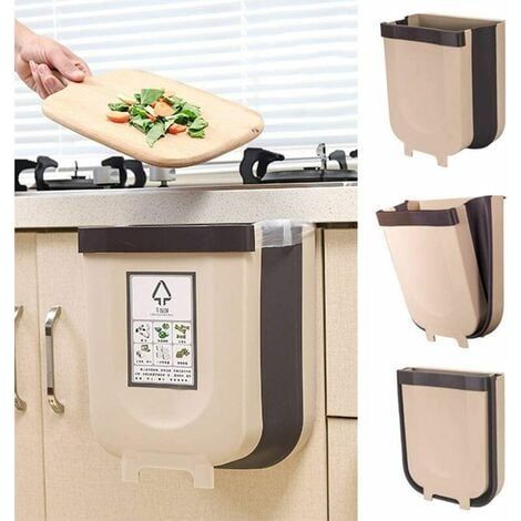 Poubelle de cuisine encastrable 5L, poubelle suspendue et pliable (5L, marron) (1/5)