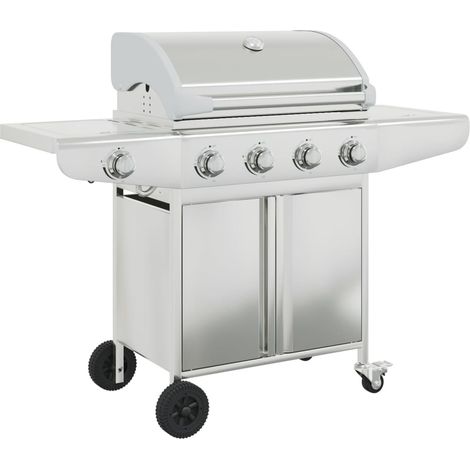 Gasgrill mit 5 Flammen Silbern Edelstahl vidaXL