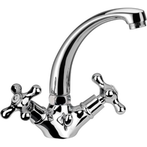 Rubinetto lavabo stile classico liberty con bocca pesante e scarico (1/3)
