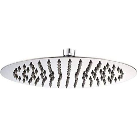 Pommeau de douche en acier inoxydable - Douche à économie d'eau, pommeau de douche rond de 20 cm, pommeau de douche pluie universel filetage 1/2 pouce, pivotant à 360°, inclinaison à 3 (1/4)