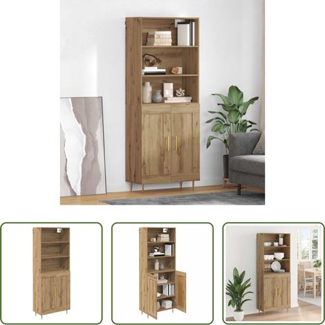 vidaXL Buffet bois - Haut Armoire Chêne artisanal 69,5 x 34 x 180 cm (1/5)
