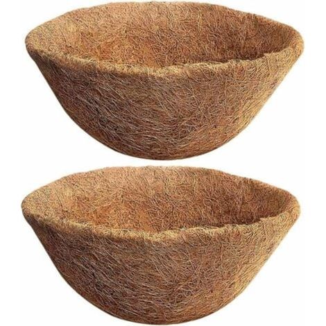 Lot de 2 pots de fleurs en fibre de coco naturelle, panier suspendu de 35 cm pour pots de fleurs, substitut de fibre de coco pour la plantation (1/4)