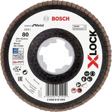 Disco flap Bosch x551 diametro 125 mm grana 80 (1/2)