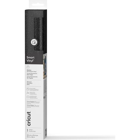 Cricut Vinilo permanente inteligente de 33 x 91 cm, 1 hoja (negro brillante)