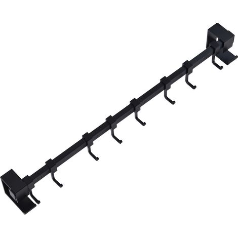 Barre de suspension de cuisine multifonction mobile 8 crochets en aluminium aéronautique déplaçables horizontalement pour cuisine salle de bain balcon noir carbone 50 cm (1/5)