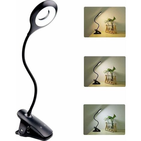 Lampe à pince, Lampe de lecture à clipser et Intensité Réglables, Lampe de Chevet USB Tactile avec Pince pour Enfants (1/5)