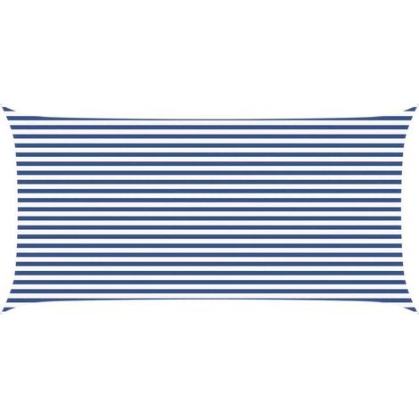 Voile d'ombrage bleue et blanche, 6 x 3 mètres, 100% polyester Oxford. (1/5)