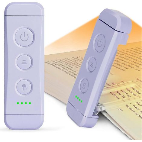 Glocusent Leselampe, USB-wiederaufladbare Leselampe, geeignet zum Lesen im Bett, tragbare LED-Leselampe zum Anklemmen, 3 bernsteinfarbene Lichtfarben und 5 einstellbare Helligkeitsstufen, kompatibel (1/5)