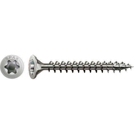 Spax Vis acier inoxydable, 3,5 x 16 mm, 200 unités, Filetage total, Tête fraisée, T-STAR plus T15, 4CUT, Acier inoxydable inoxydable A2 - 1197000350163