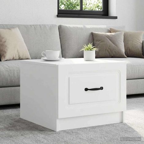 Table basse avec tiroir Blanc 49 x 50 x 37 cm Bois d'ingénierie vidaXL (1/5)