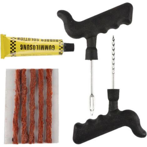 Kit de réparation de pneus grand format avec outils de réparation sous vide pour voitures, motos, scooters et vélos - Réparation de crevaison rapide et durable (1/4)