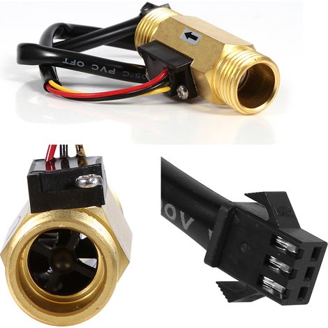Stück neuer G1/2" Kupfer-Hall-Effekt-Durchflusssensor für Flüssigkeiten (1-30 l/min) (1/5)