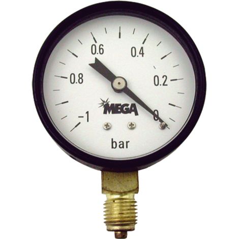 Manómetro de vacío fi 63 - 1 → + 5 bar, base de latón seco de 1/4".
