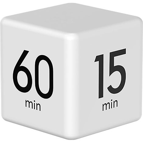 Timer a cubo, timer a ribalta con sensore di gravità, adatto per apprendimento, lavoro, giochi, attività, cucina, bambini, ADHD, produttività, esercizio fisico, bianco. (1/5)