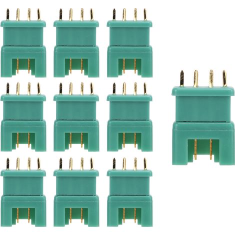 10 Stück 13.030 10 Stück 13.031 MPX Grüner Sechskantstecker Kupfer vergoldet Nylon Spritzgussmodell Batterieanschluss (1/5)