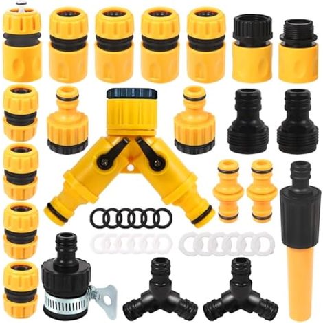 Lot de 22 raccords de tuyau d'arrosage 1/2" - Raccord de tuyau d'arrosage - Sans fuite - Pour robinet avec filetage (1/5)