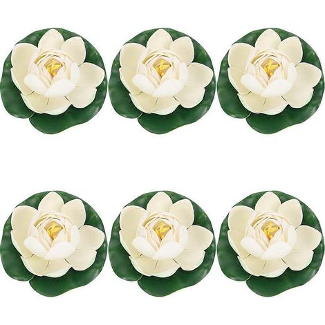 Lot de 6 fleurs de lotus flottantes en mousse, idéales pour la décoration des bassins et aquariums. (1/5)