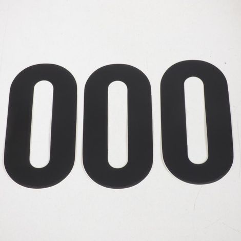 Lot de trois stickers autocollant numéro course noir chiffre 0